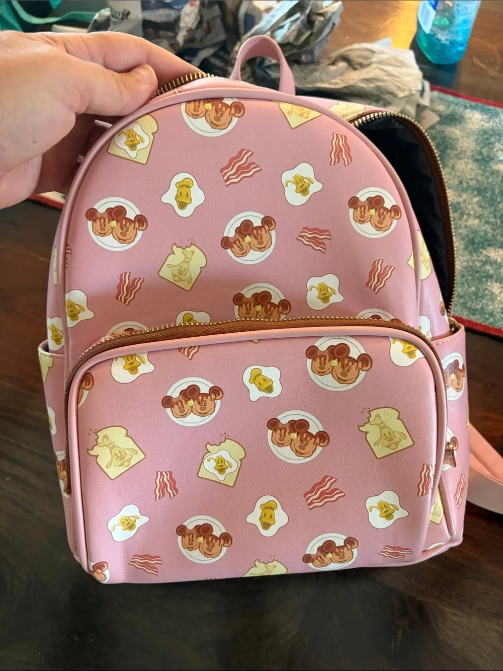 Danielle Nicole Pink Disney Logo Mini Backpack - Gold Accents - Picture 4 of 5